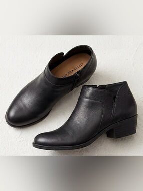 Lucky Brand | Black Leather Booties | Size 6